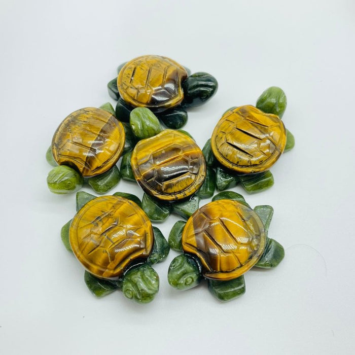 6 Types Turtle Carving Crystal Wholesale Tiger Eye Ocean Jasper