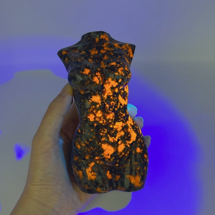 6.1in Large Yooperlite Goddess Carving Wholesale (UV Reactive)