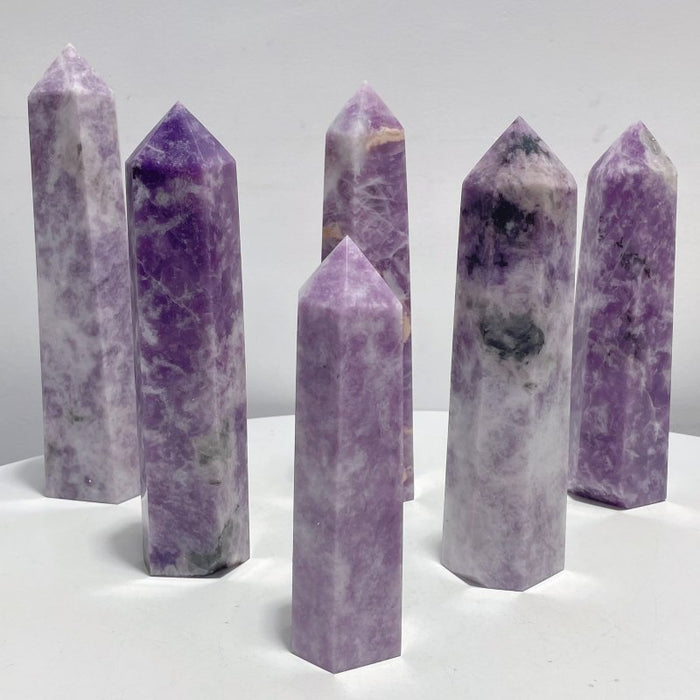 6.5-9.4in 6 Pieces Large Lepidolite Tower