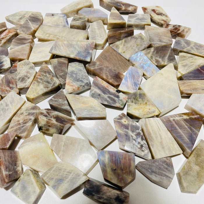 66 Pieces High Quality Blue Moonstone Mixed Sunstone Free Form