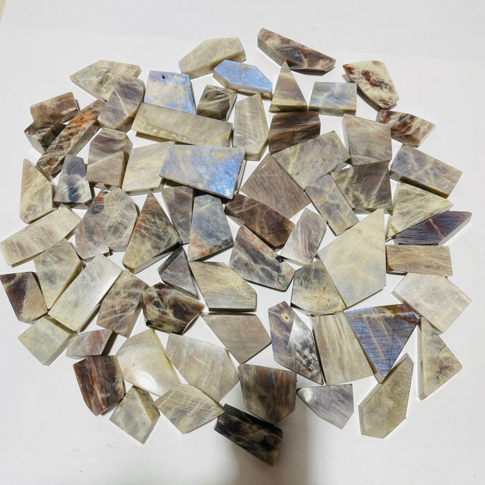 66 Pieces High Quality Blue Moonstone Mixed Sunstone Free Form