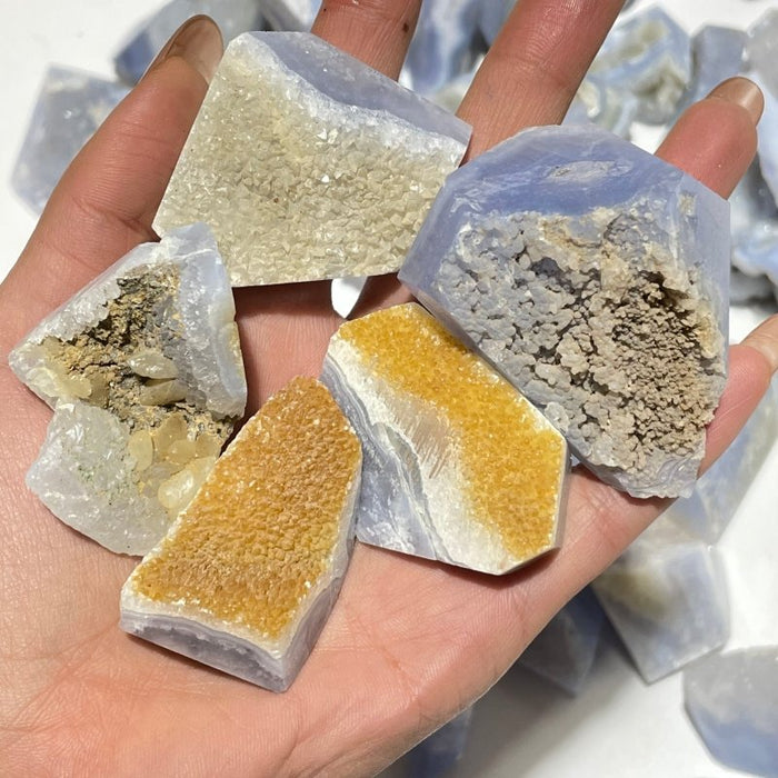 68 Pieces Blue Chalcedony Geode Druzy Free Form