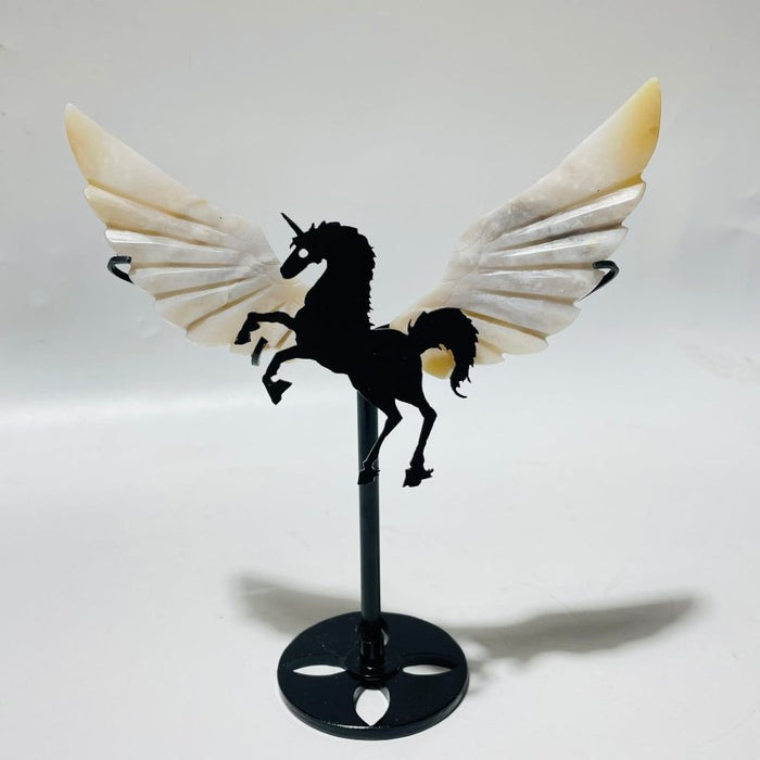 7 Pairs Beautiful Agate Small Pegasus Wing Carving With Stand