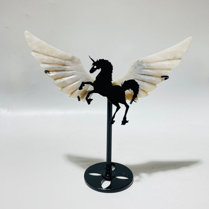 7 Pairs Beautiful Agate Small Pegasus Wing Carving With Stand