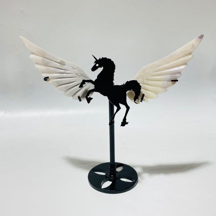 7 Pairs Beautiful Agate Small Pegasus Wing Carving With Stand