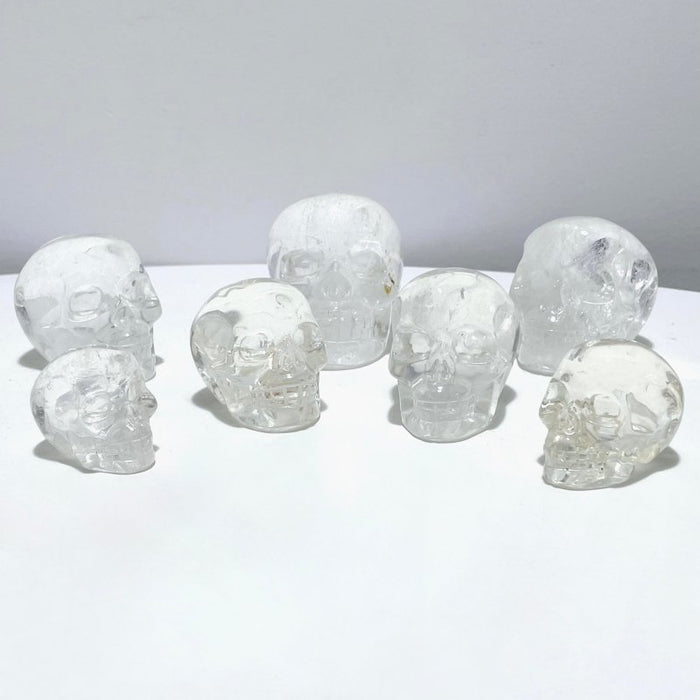 7 Pieces Clear Quartz Skull Carving Closeout