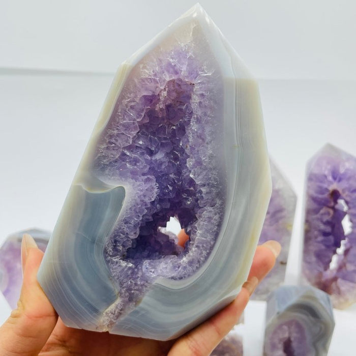 7 Pieces Geode Amethyst Agate Tower Points