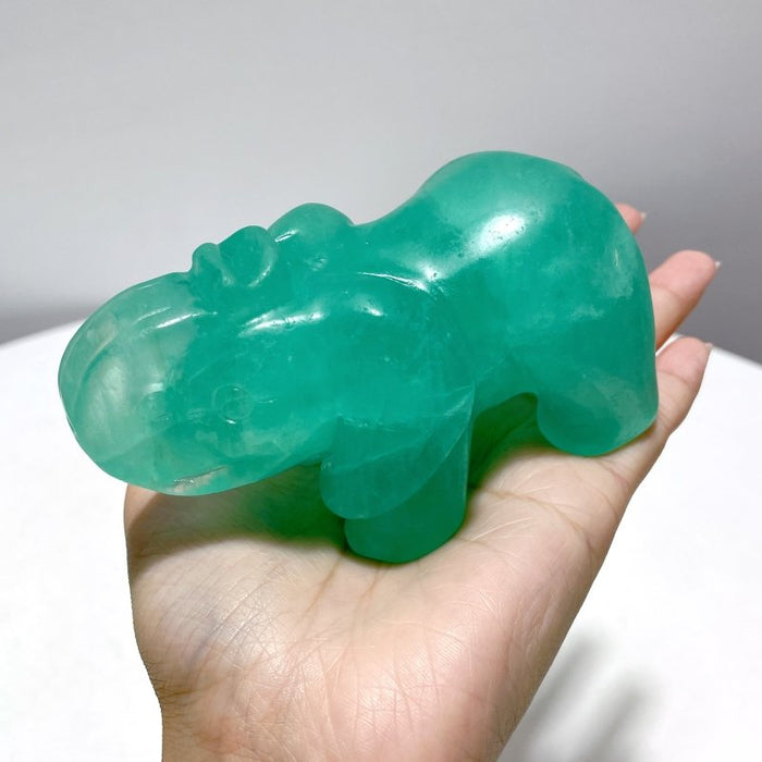 7 Pieces Green Fluorite Elephant Carving