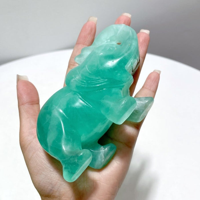7 Pieces Green Fluorite Elephant Carving