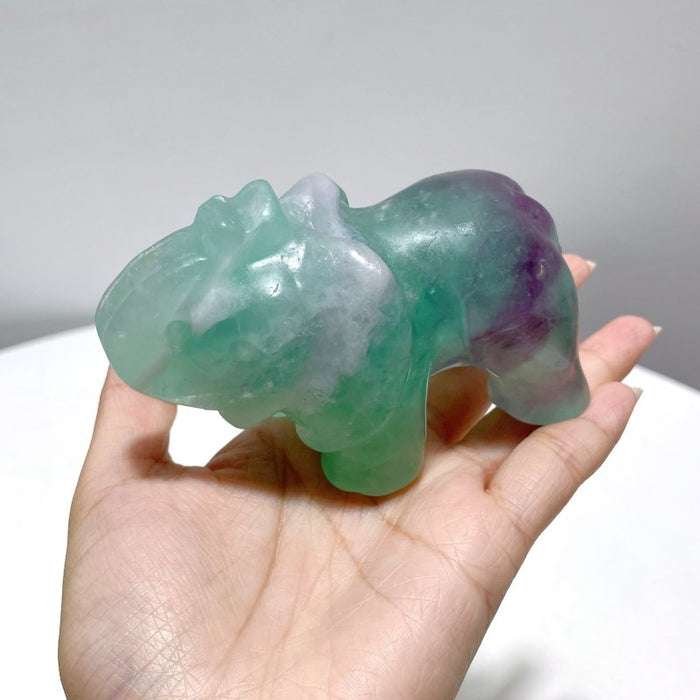 7 Pieces Green Fluorite Elephant Carving