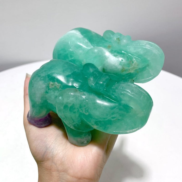 7 Pieces Green Fluorite Elephant Carving