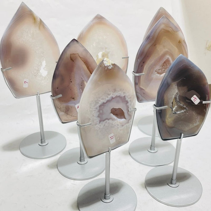 7 Pieces Large Geode Agate Arrow Head With Stand