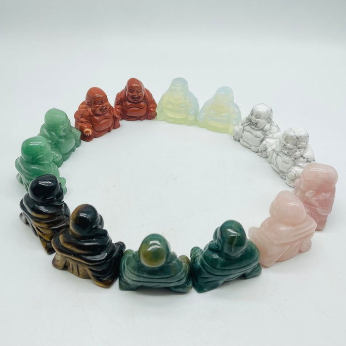 7 Types Fat Belly Buddha Maitreya Carving Tiger Eye Moss Agate Wholesale