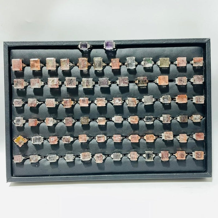 73 Pieces Super 7 Strawberry Quartz Different Styles Sterling Silver Ring
