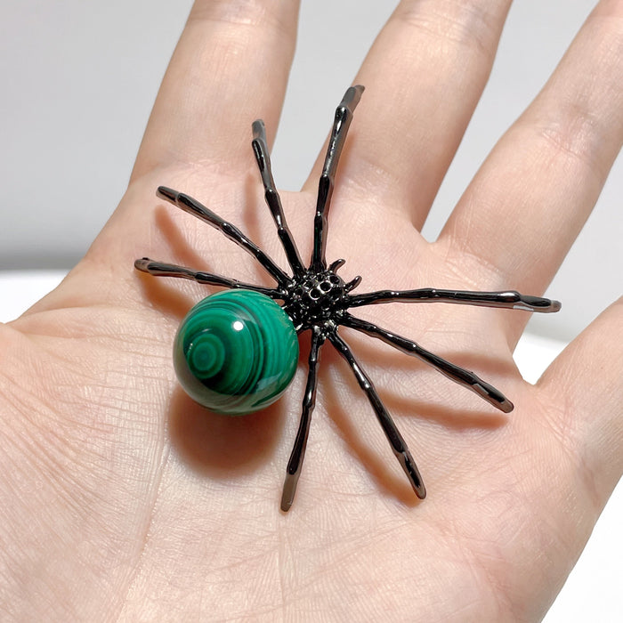 Malachite Sphere Spider Ornament Handmade Alloy Spider Wholesale