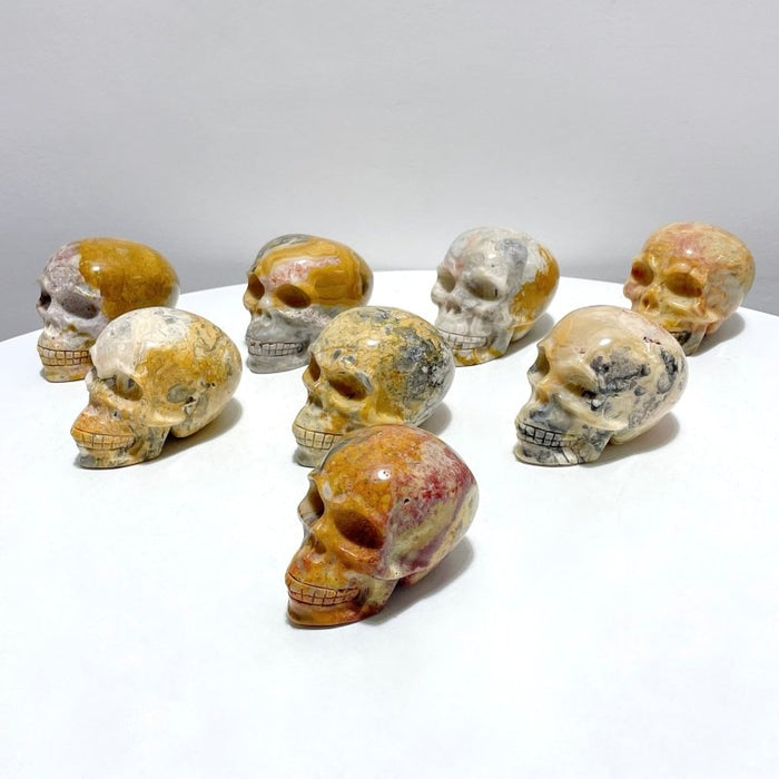 8 Pieces Beautiful Crazy Agate Skull Carving