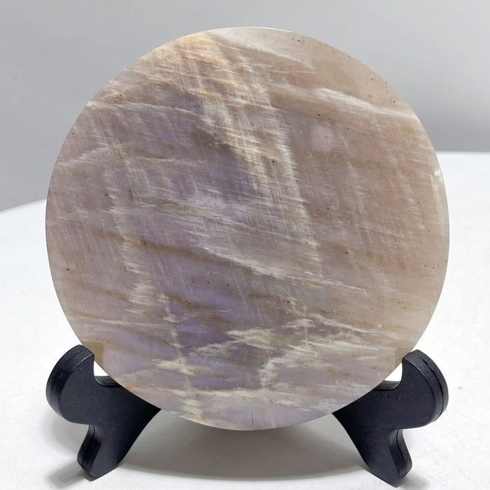 8 Pieces Blue Moonstone Round Plate Home Decoration With Plastic Base
