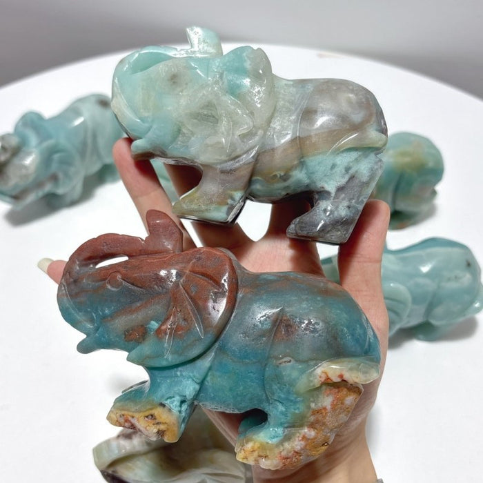 8 Pieces Caribbean Calcite Elephant Carving