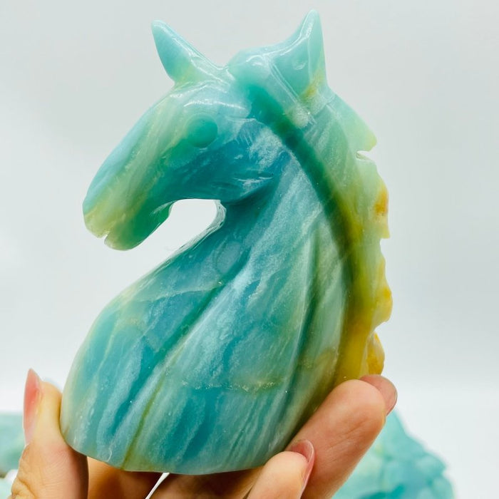 8 Pieces Caribbean Calcite Unicorn Carving