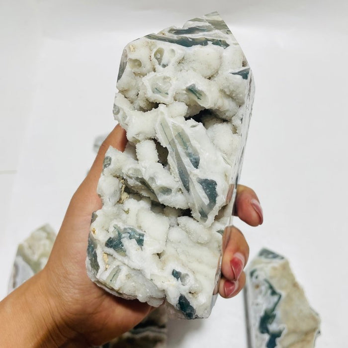 8 Pieces Geode Druzy Moss Agate Tower