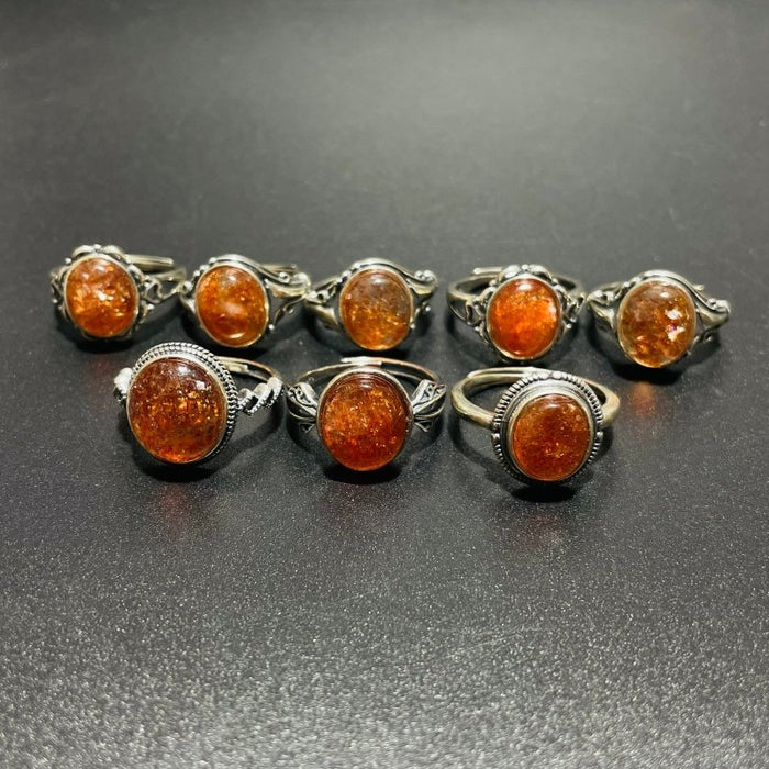 8 Pieces High Quality Sunstone Different Styles Sterling Silver Ring