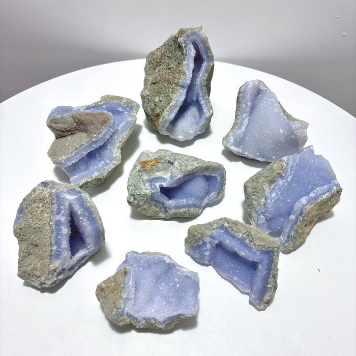 8 Pieces Large Blue Chalcedony Druzy Geode
