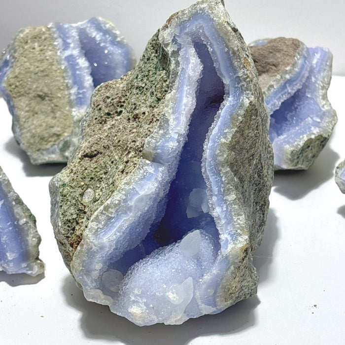 8 Pieces Large Blue Chalcedony Druzy Geode