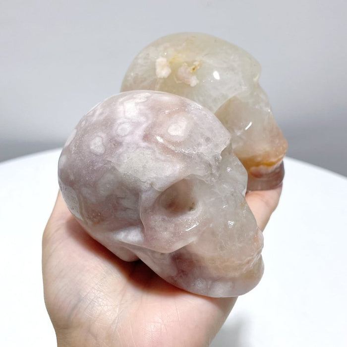 8 Pieces Large Sakura Flower Agate Skull Carving