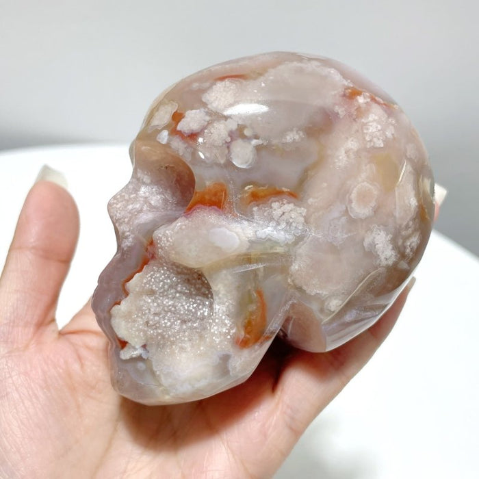 8 Pieces Large Sakura Flower Agate Skull Carving