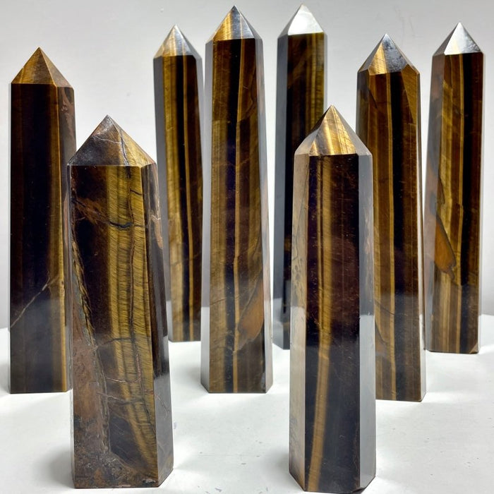 8 Pieces Large Tiger Eye Tower Points