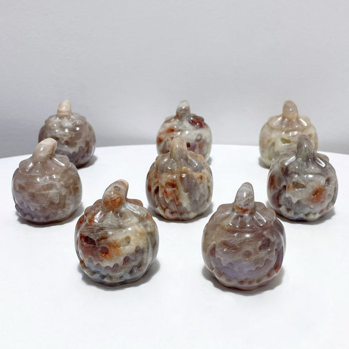 8 Pieces Sunstone Mixed Moonstone Halloween Pumpkin Face