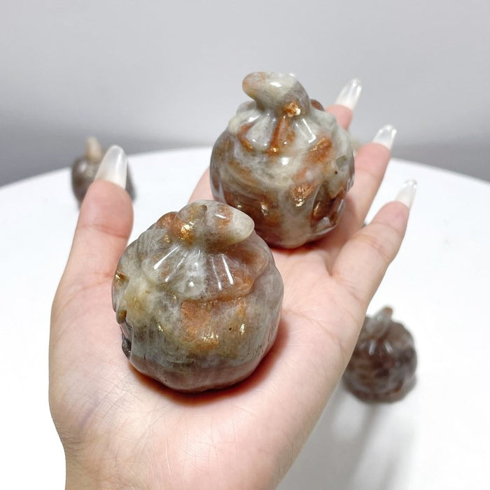 8 Pieces Sunstone Mixed Moonstone Halloween Pumpkin Face