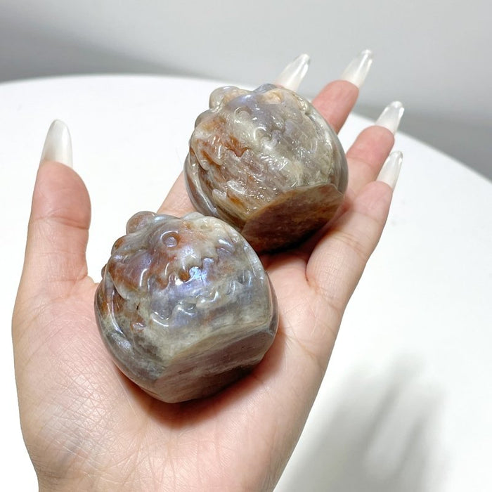 8 Pieces Sunstone Mixed Moonstone Halloween Pumpkin Face