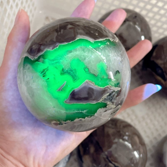8 Pieces Large Volcano Agate Spheres (UV Reactive)