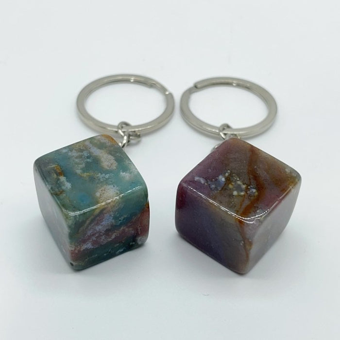 8 Types Cube Keychain Wholesale Howlite Dragon Blood Stone Moss Agate