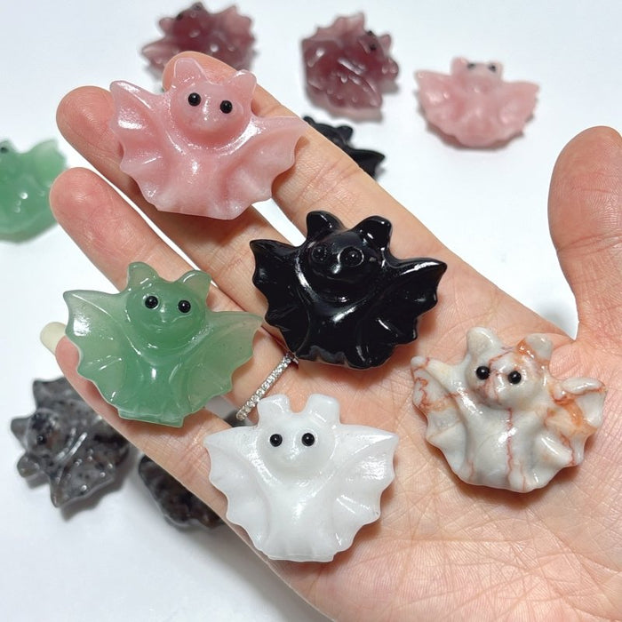 8 Types Halloween Bat Carving Wholesale Obsidian Green Aventurine Yooperlite
