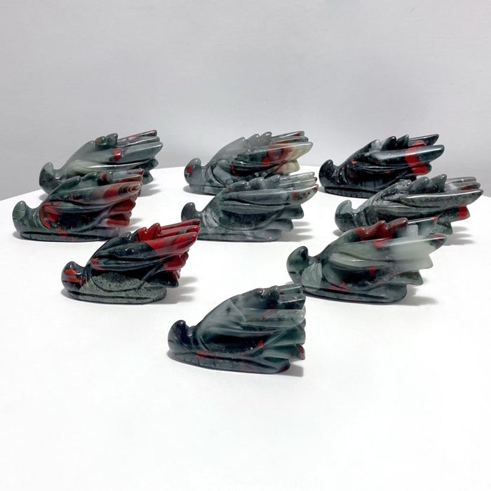 9 Pieces Africa Blood Stone Dragon Head Carving