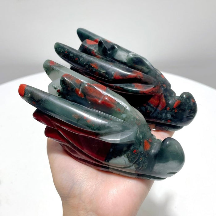 9 Pieces Africa Blood Stone Dragon Head Carving
