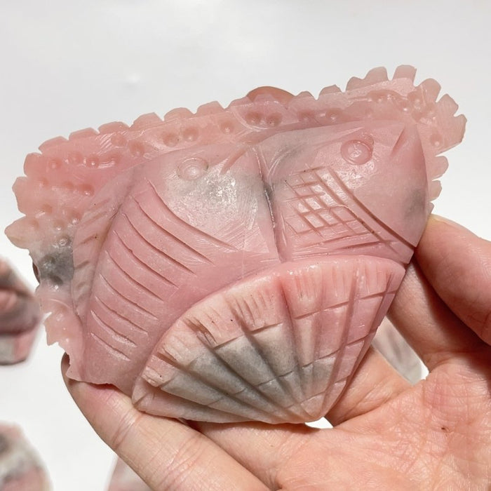 9 Pieces Beautiful Pink Opal Fish Carving