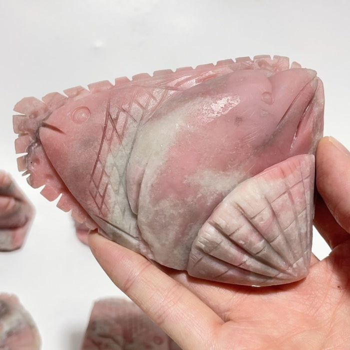 9 Pieces Beautiful Pink Opal Fish Carving
