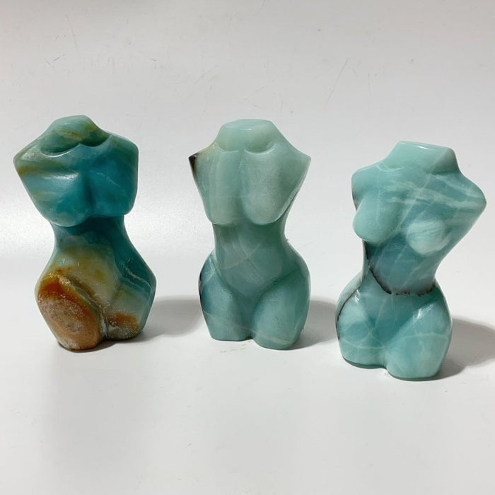 9 Pieces Caribbean Calcite Goddess Body Carving