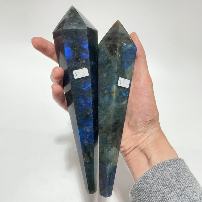 9 Pieces High Quality Labradorite Magic Scepter Wand Points With Stand