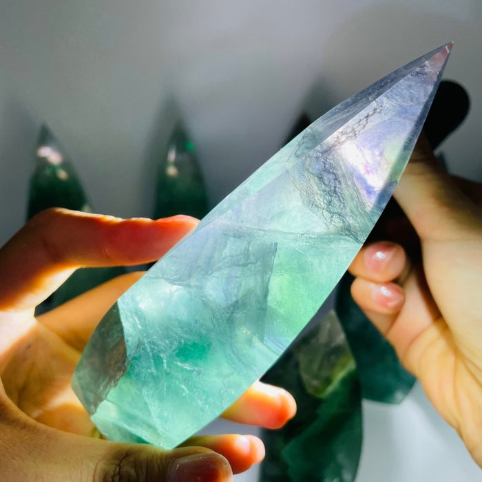 9 Pieces High Quality Large Rainbow Fluorite Flame Mixed Color