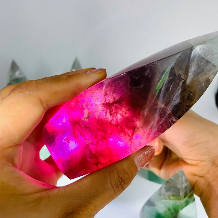 9 Pieces High Quality Large Rainbow Fluorite Flame Mixed Color