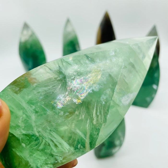 9 Pieces High Quality Large Rainbow Fluorite Flame Mixed Color