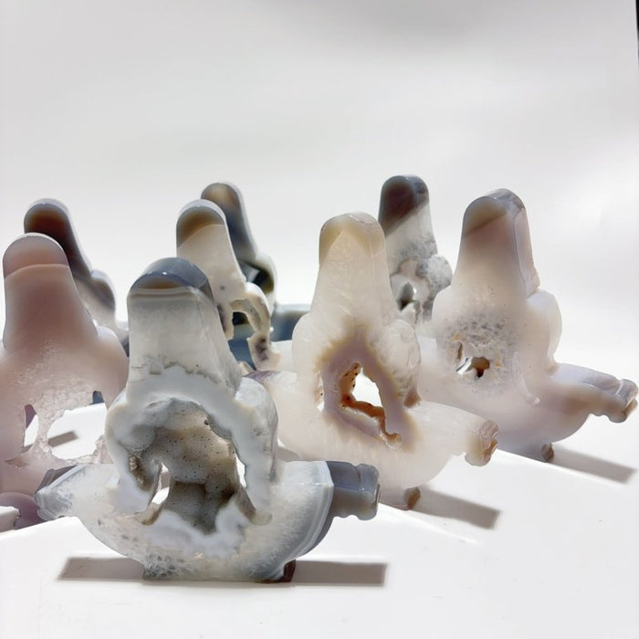 9 Pieces Large Geode Agate Mother Earth Carving