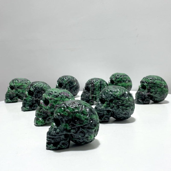 9 Pieces Ruby Zoisite Skull Carving