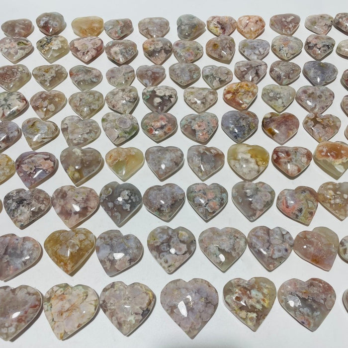 91 Pieces High Quality Sakura Flower Agate Heart