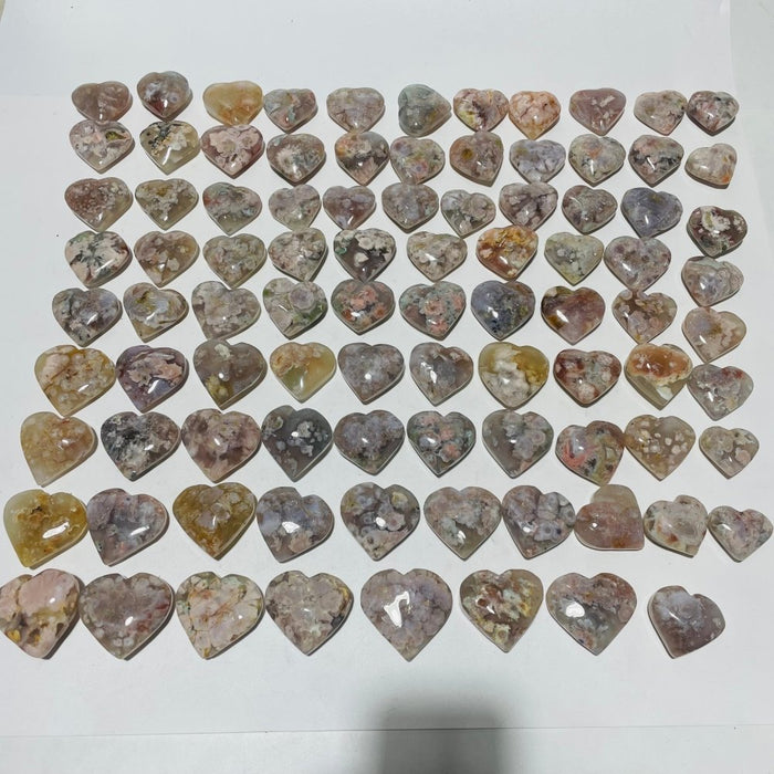 91 Pieces High Quality Sakura Flower Agate Heart