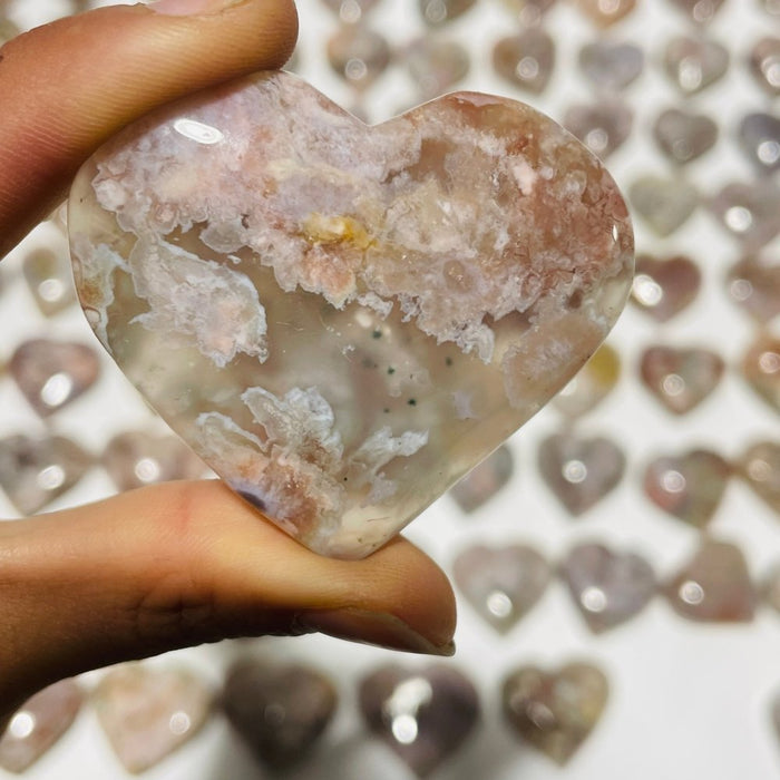 91 Pieces High Quality Sakura Flower Agate Heart